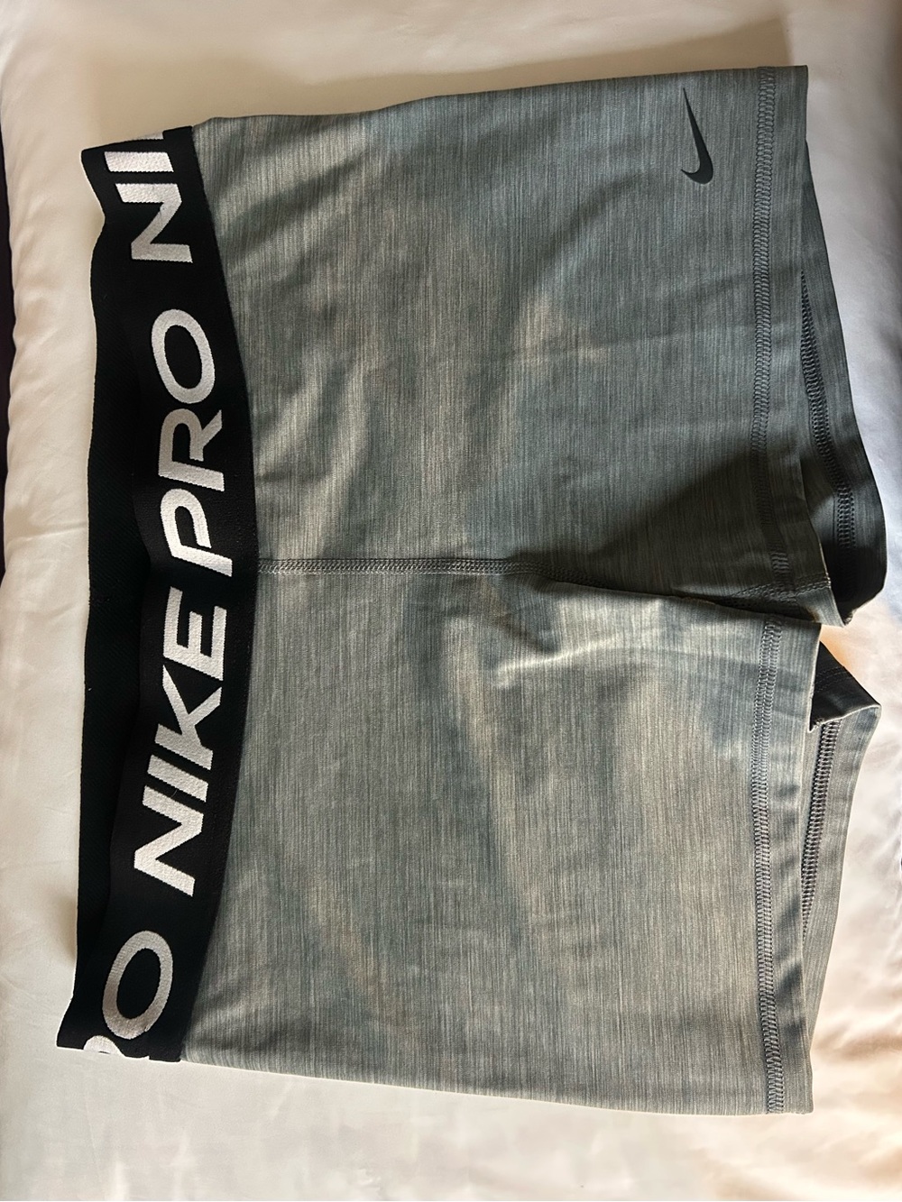 Nike Gray Pro Compression Shorts with Black Branded Waistband